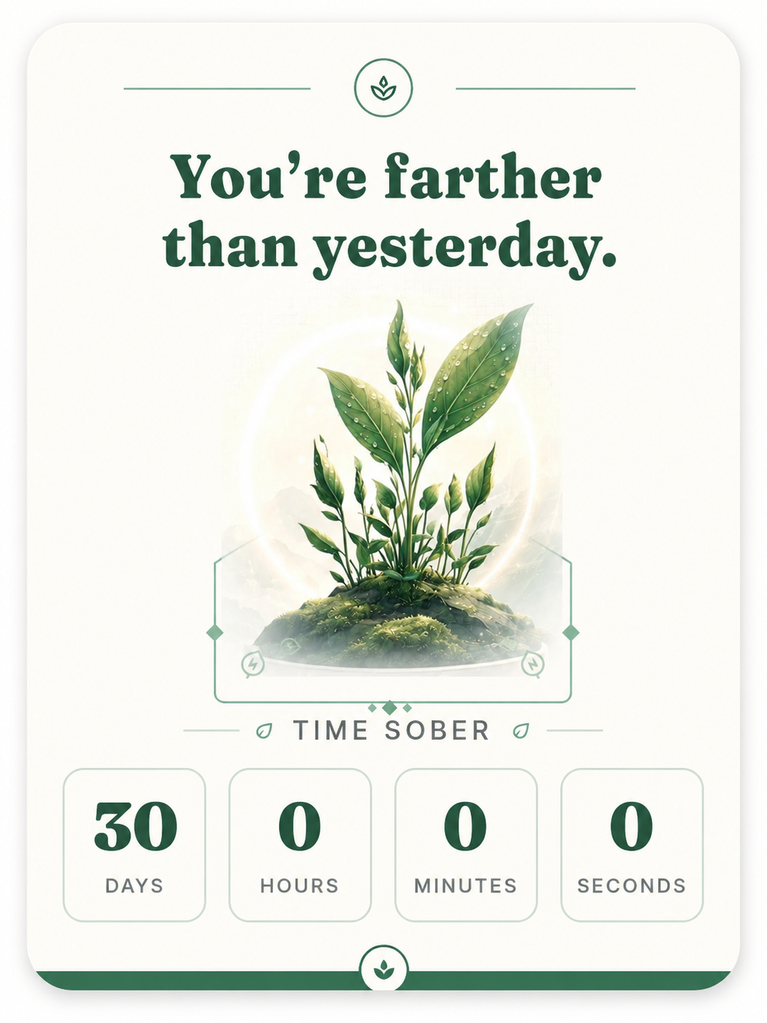 Young seedling with side shoots at one week sober